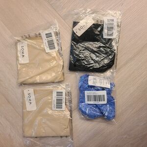 Soma Panties Set - Black, Blue, Tan